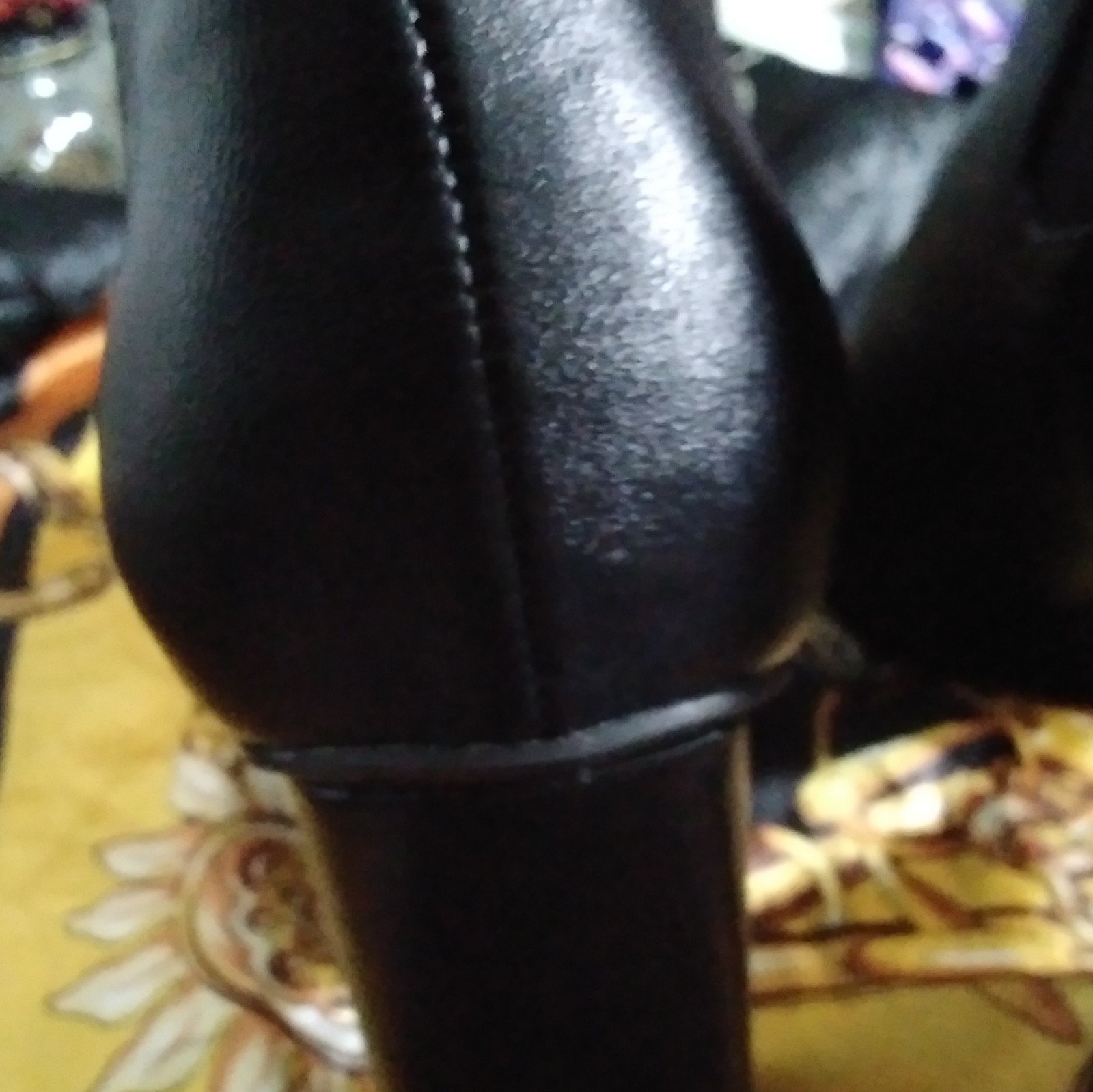 Boohoo Black Pointed Toe Slip-On Stretch Knit Ankle Bootie Block Heel