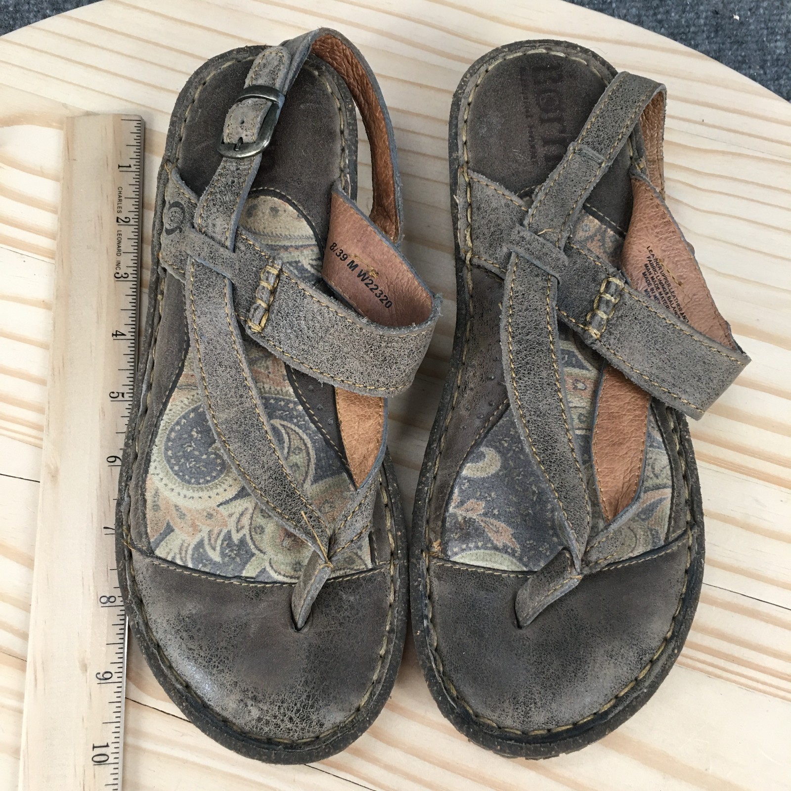 Born Sandals Womens 8 M Slingback Toe-Post Casual Comfor Wedge Heels Brown Gray