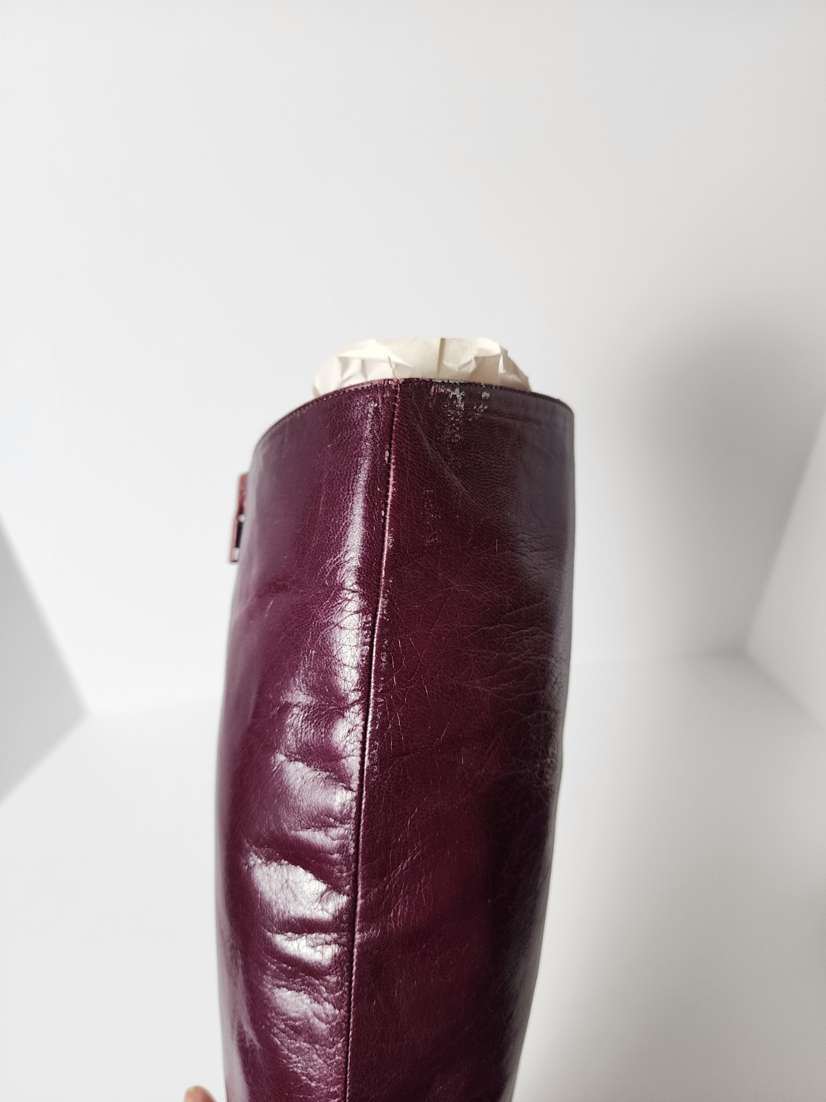 ​Vintage 80’s BRUNO MAGLI Plum Purple Leather Knee High Boots Italy 7.5 AA Slim