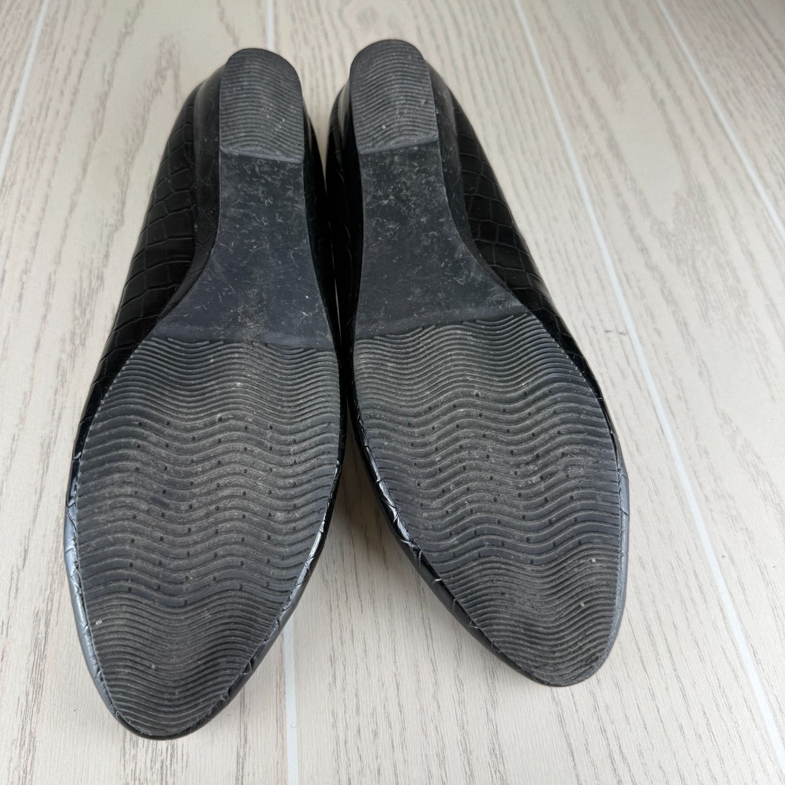 Angel Steps Black Croc Pattern Faux Leather Look Ballet Flats Shoes Size 9.5M