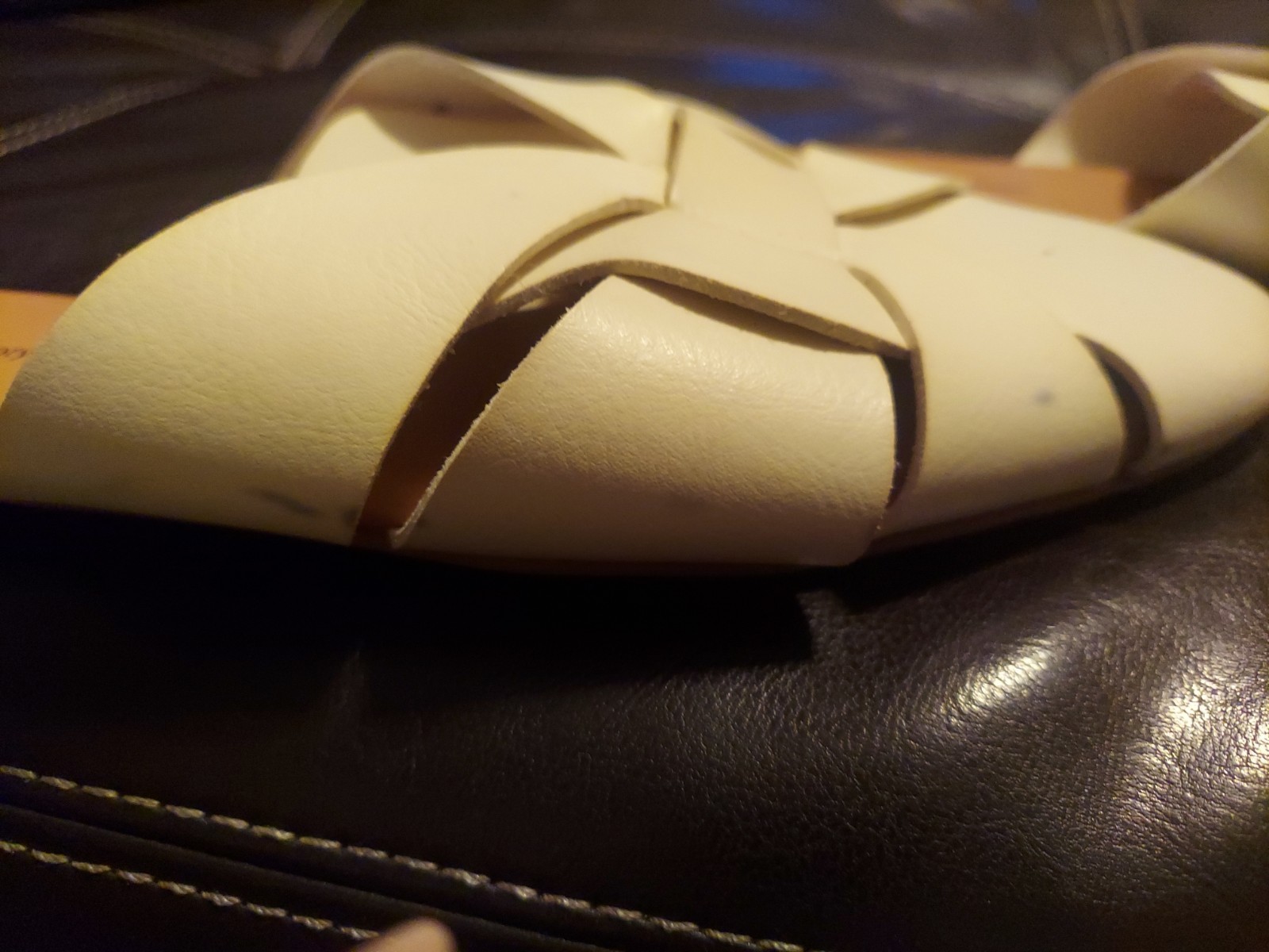 Time and Tru Cream Slide Mules Women Memory Foam Flat Slip On, Sz 8
