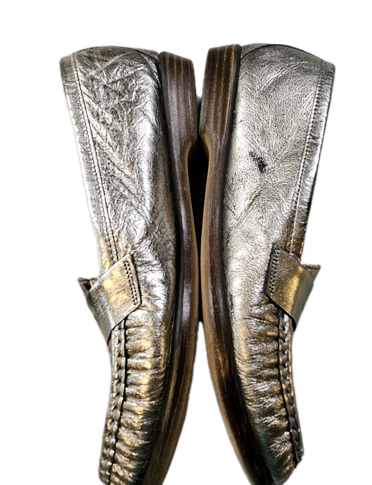 SAS Metalic Silver Slip On Loafers Women’s SZ 6M Comfort Casual Workwear Dressy