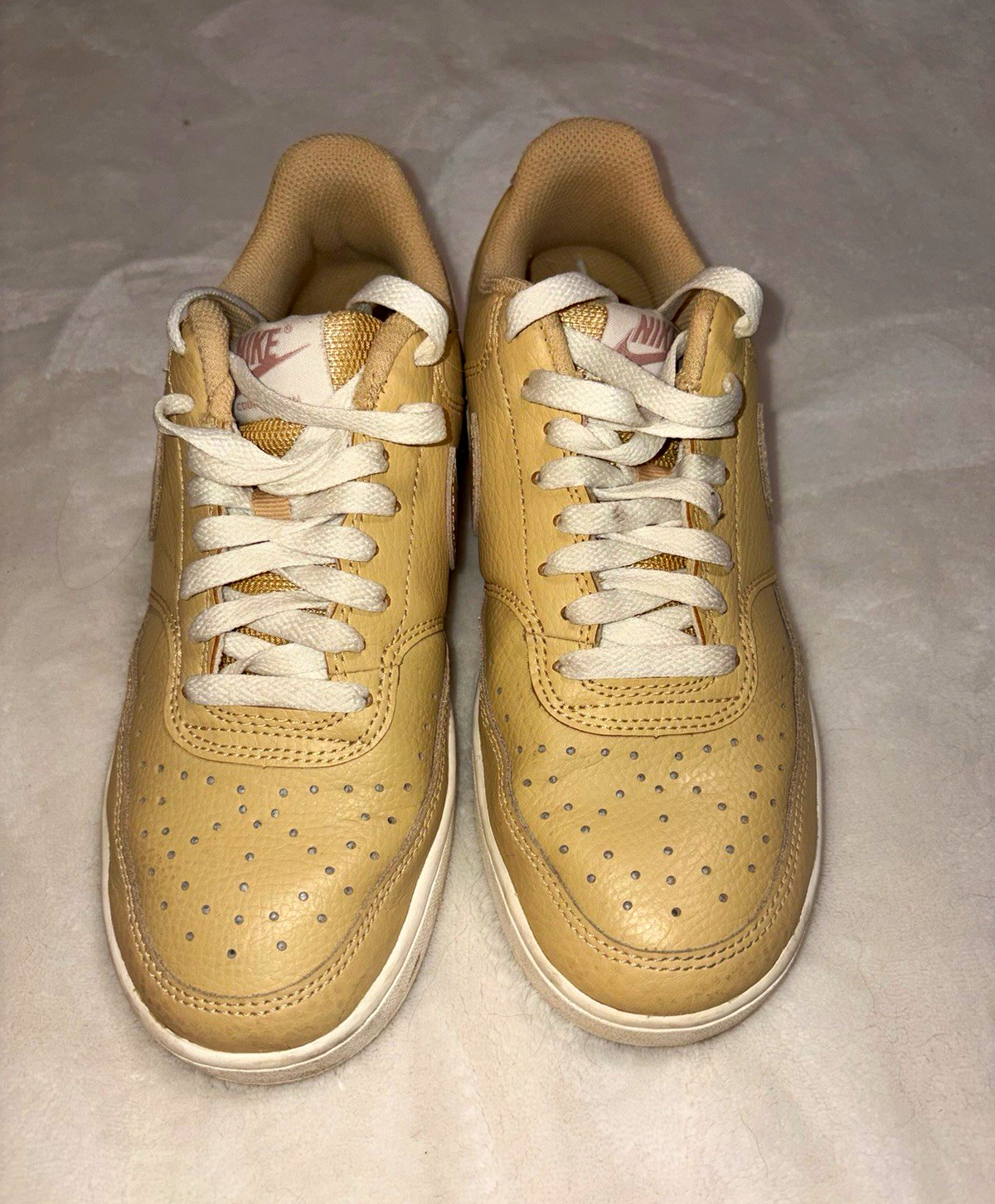 Nike Court Vision Low «Sesame Camo» Leather Sneakers DX3734-200 Beige/Pink