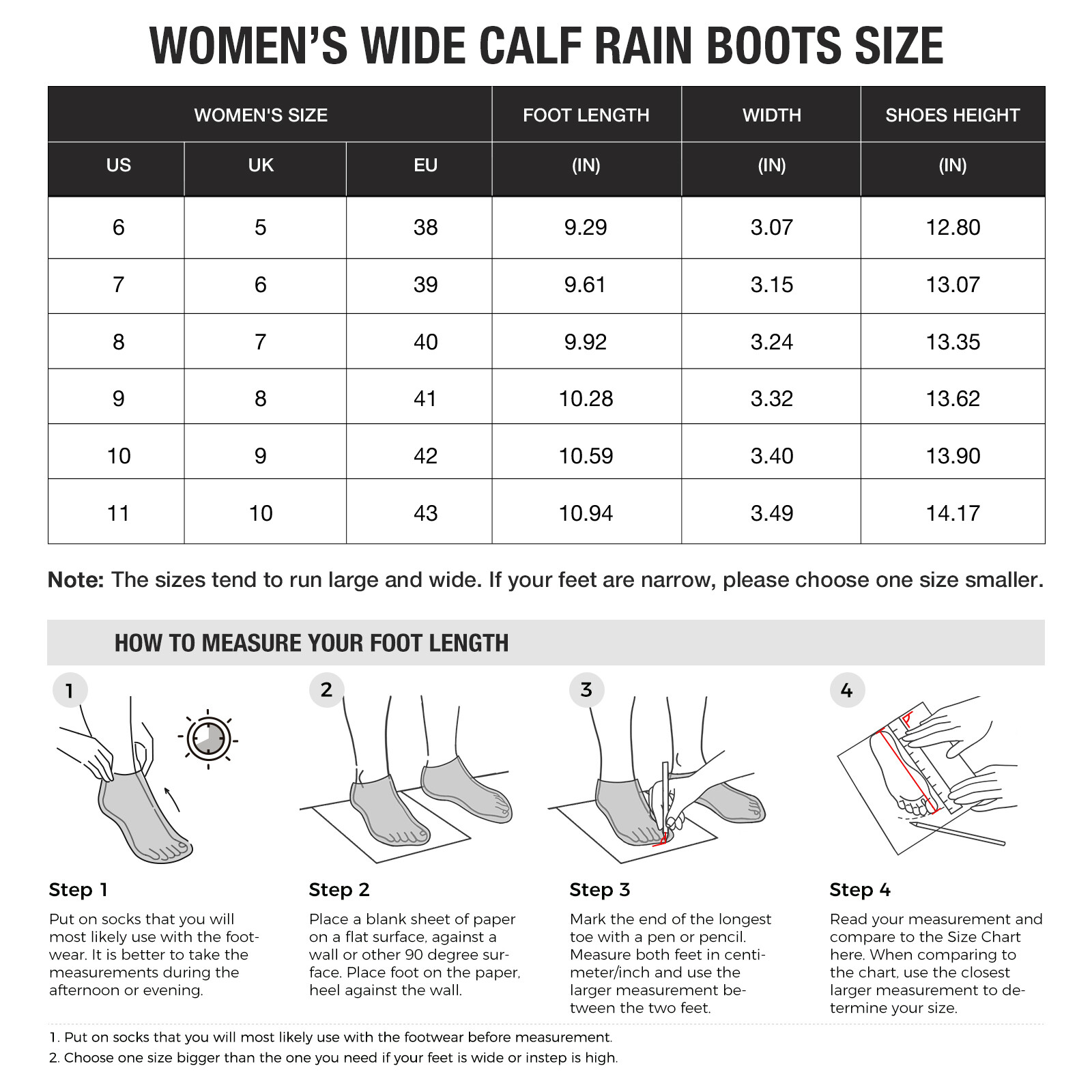 HISEA Women Wide Calf Rain Boots Mid-Calf Garden Farm Work Matte Wellington Boot