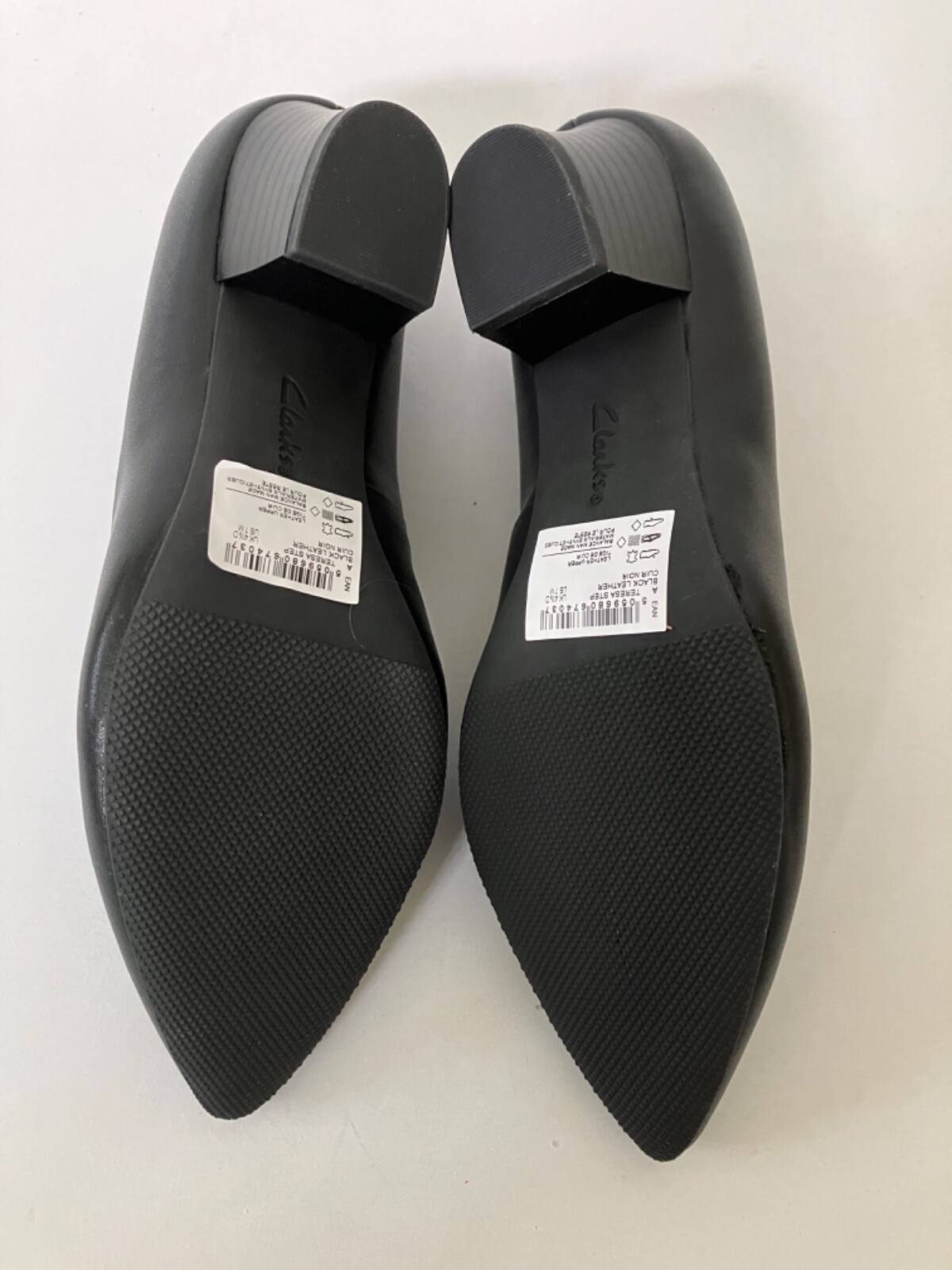 Clarks Ladies Teresa Step Black Leather Shoes Pumps 2” Heel 7 Medium (B,M) New