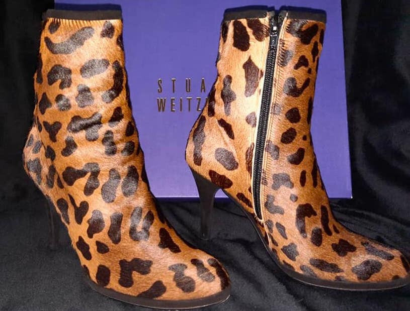 STUART WEITZMAN Wms Size 6M Neptune BOBCAT Calf Hair 3.75 Inch Heel Zip Booties