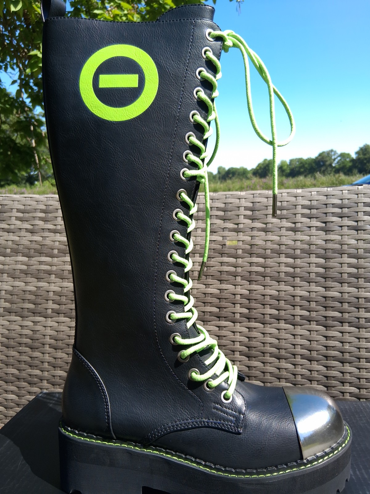 Dolls Kill® x Type O Negative™ Steel Toe Lifted Combat Boots | Size 11