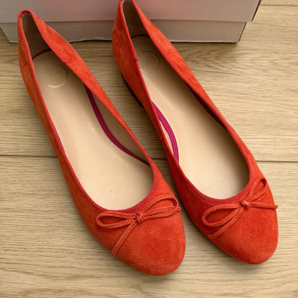 1901 Asbryn-Lea Orange Suede Ballet Flats Womens 9.5 M Bow Slip On Nordstrom