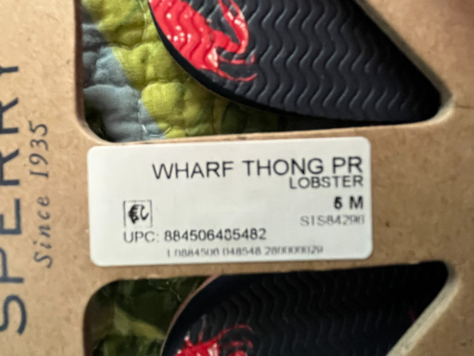 SPERRY RUBBER THONGS, WHARF THONG WITH LOBSTERS, BRAND NEW