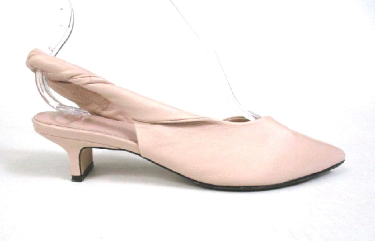 SIGERSON MORRISON PALE PINK LEATHER MELINA SLINGBACK KITTEN HEEL PUMPS SZ.6.5