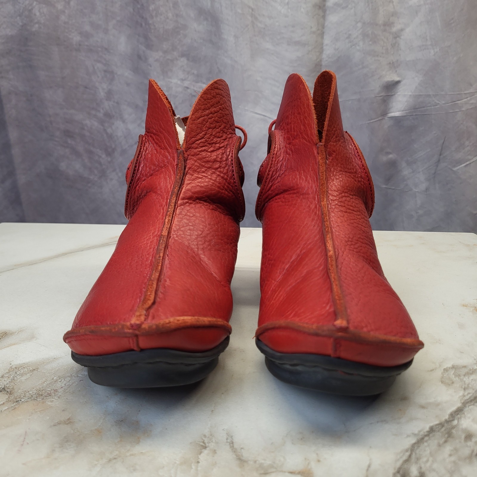 Trippen Taurus Penna Back Lace Midevil Peasant Booties Red Elf Women’s 37