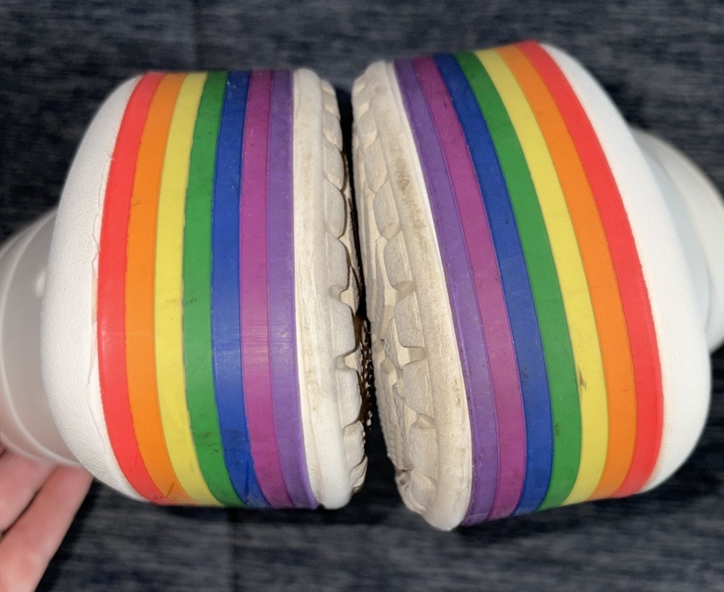 Crocs Iconic Comfort Unisex Men 6 Women 8 Platform Rainbow Shoes