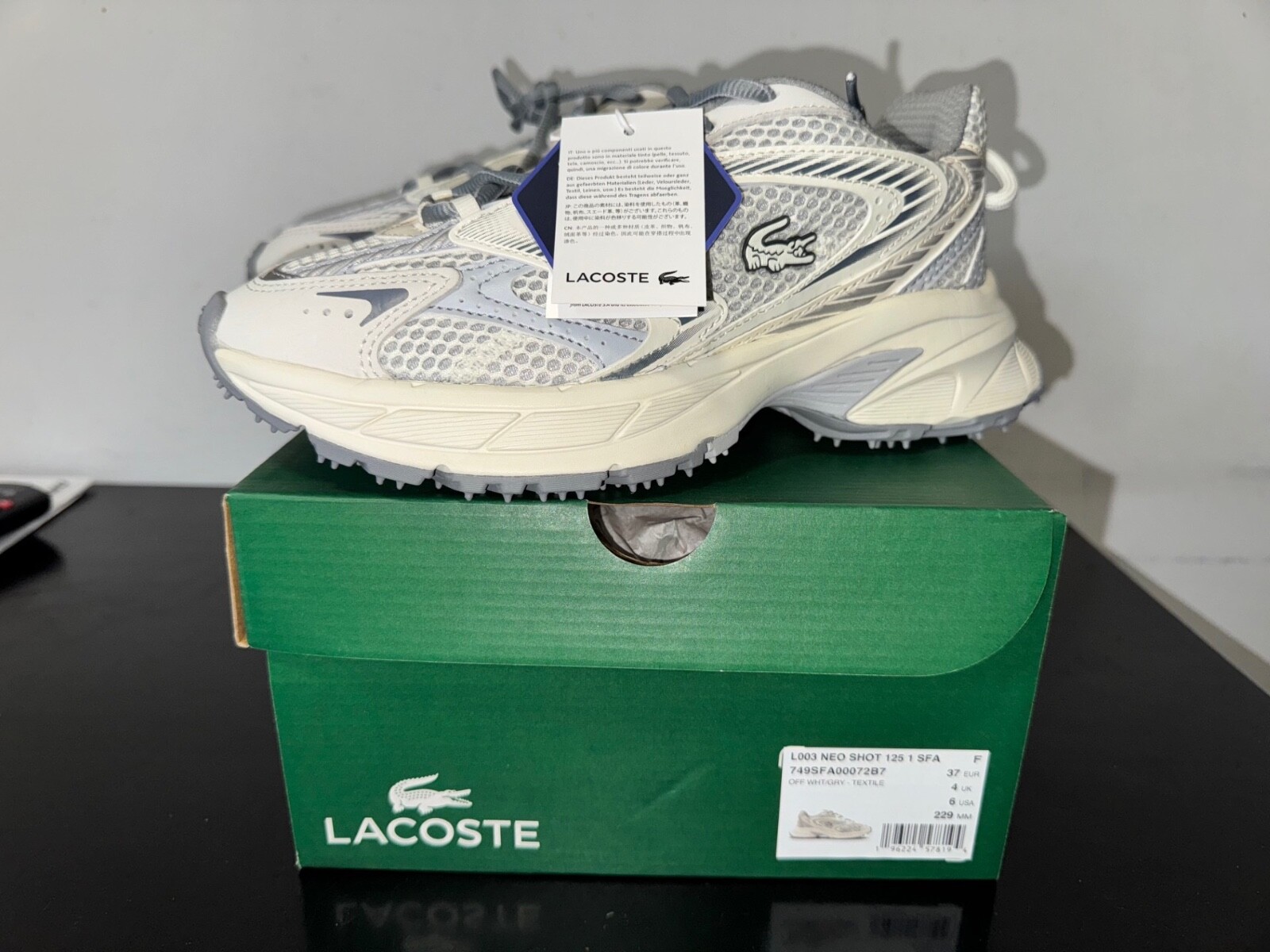 Lacoste L003 NEO SHOT Women’s Sneakers Off White / Grey. Sizes 5.5 to 10 USA