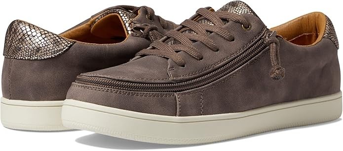 NEW Billy Footwear Women Sneaker Low Top Zip Up Espresso Adaptive Sz 6.5W RY2501