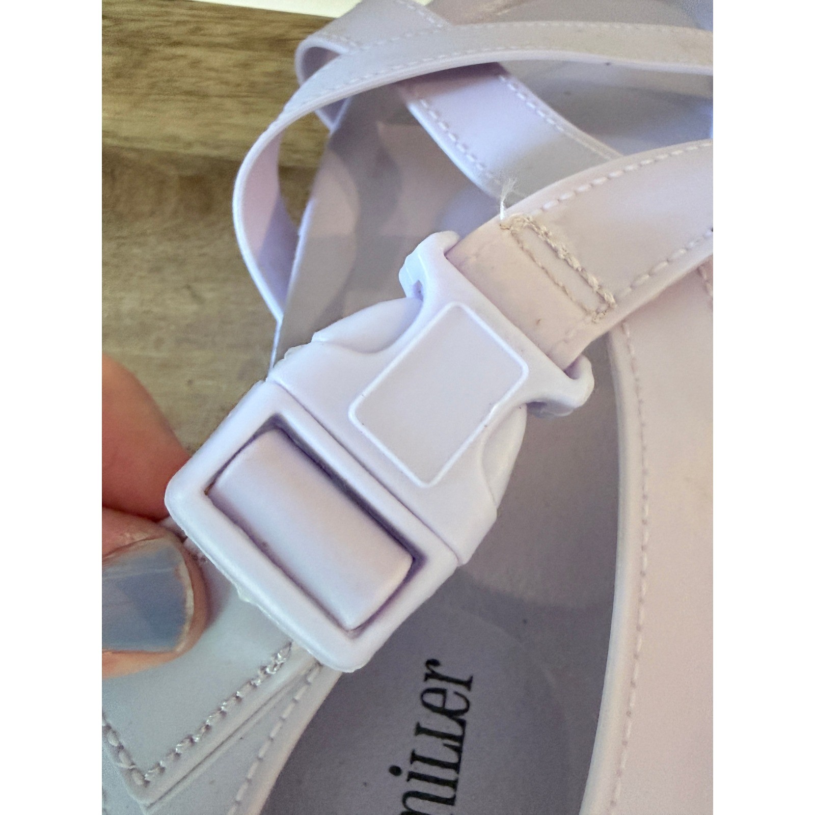 Olivia Miller Womens Lavender Lilac Purple Platform Strappy Buckle Sandals 42
