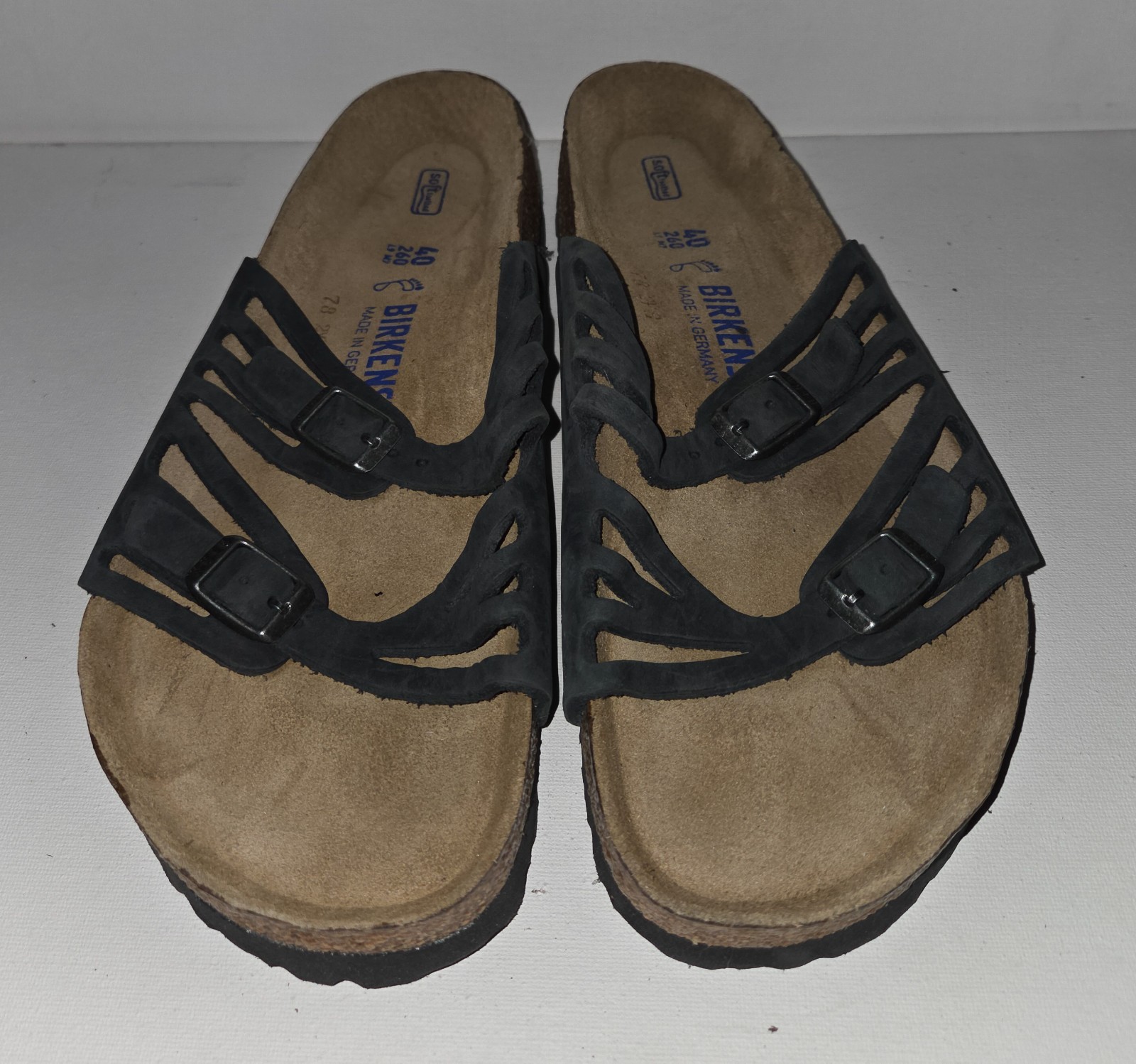 Birkenstock Granada Sandals GRAY Nubuck Leather Soft Footbed NEW Size 40 US 9