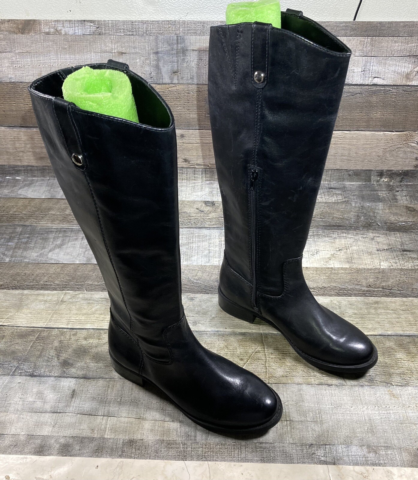 INC International Concepts Fawne Black Leather Knee High Boots Women’s US 6 M