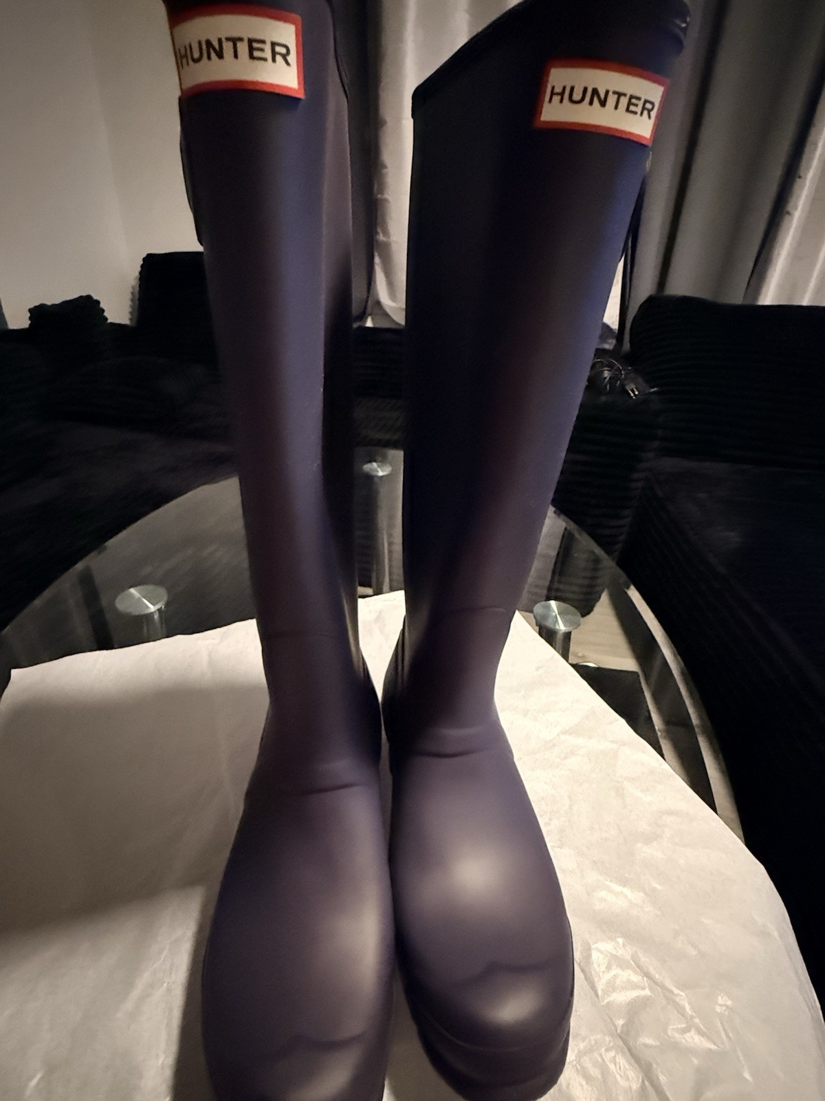 Hunter Original Tall Rain Boots Dark Purple Plum Women Size 10 Waterproof EU 41