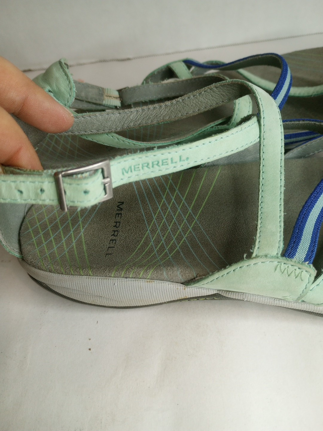 Merrell Lilium/Turquoise Twilight Toe Loop Ankle Strap Sandals Women’s sz 8
