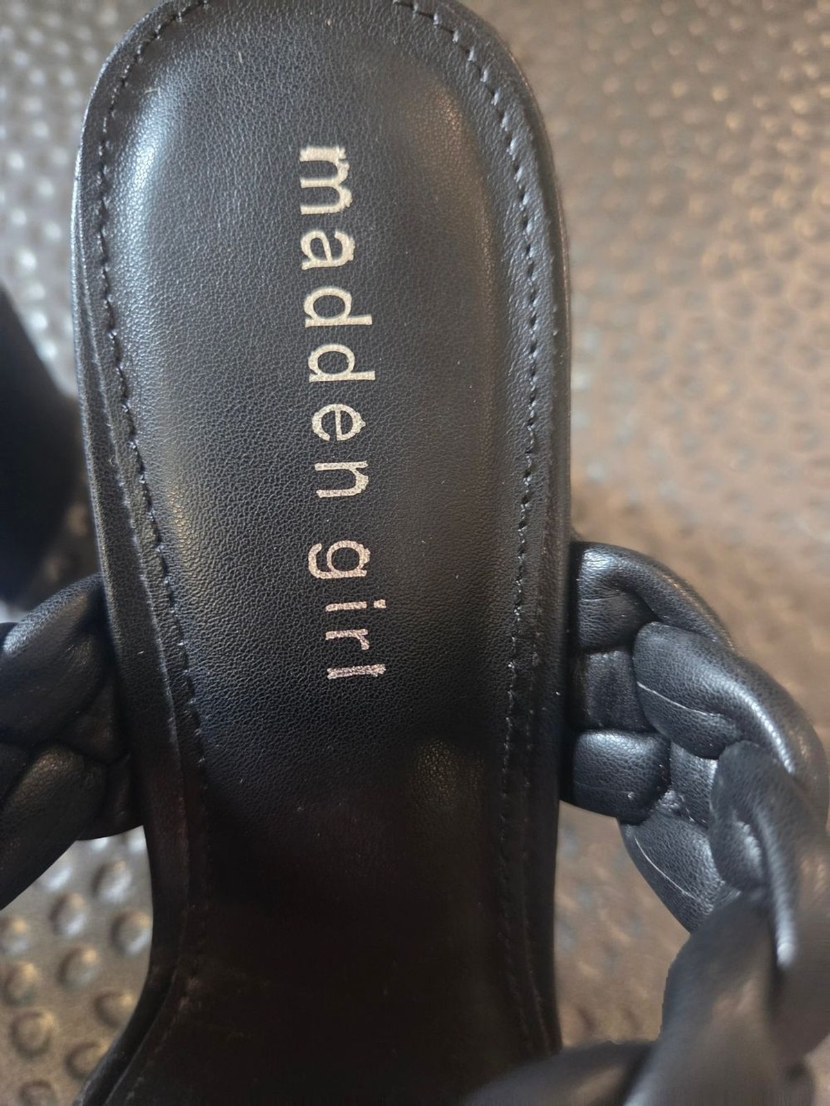 Madden Girl Black Braided Double-Strap Slide Heels