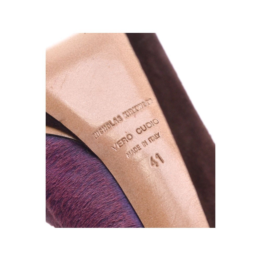 Nicholas Kirkwood Stiletto Pump Ladies size 41 / 10.5 Berry Pony Hair Heel Shoes