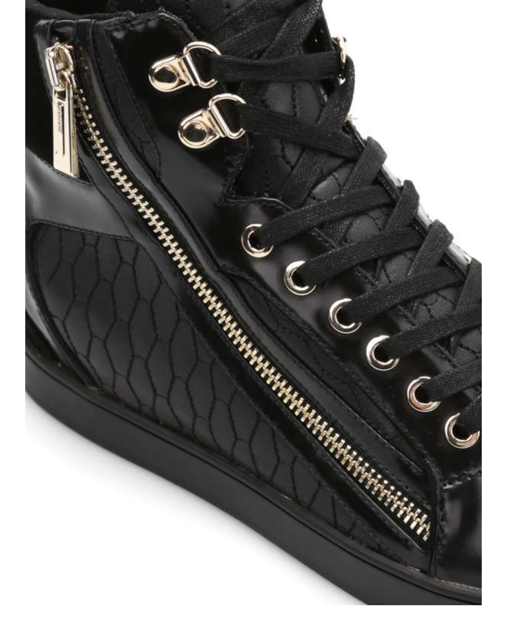 JUST CAVALLI Hive Leather High Top Sneakers Size 39 Made In Italy Black