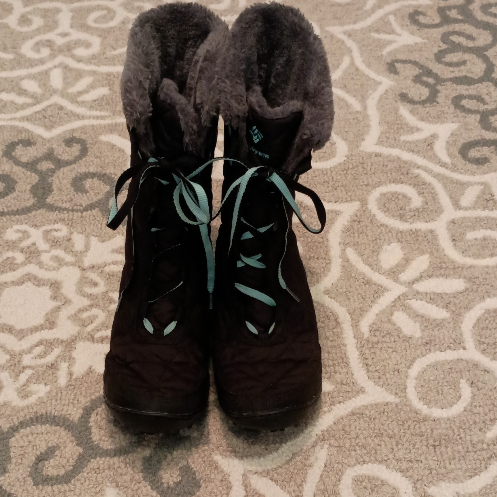 Columbia Snow Boots Faux Fur Lined Lace Up Black US 7 UK 6 EU 39