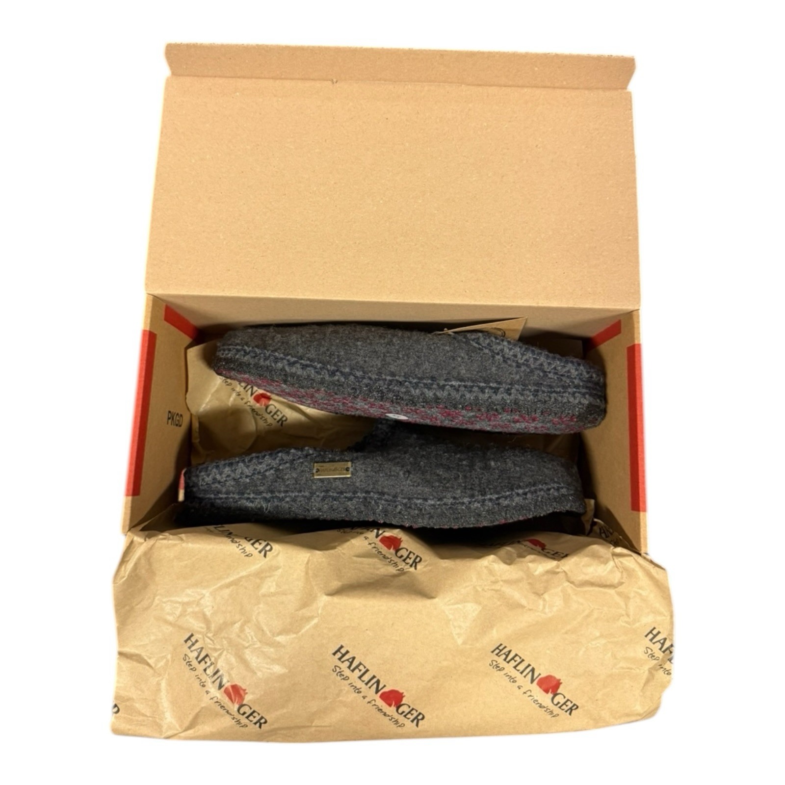 Haflinger AS7 Grey Wool Slippers Womens Size EU 38 US 7.5 New In Box
