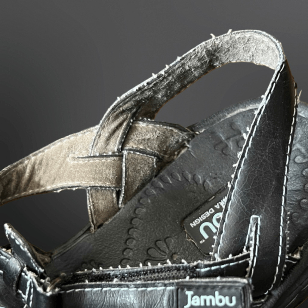 Jambu Cherry Sandals Leather Eco-Friendly Comfort Black Hiking Walking 8.5