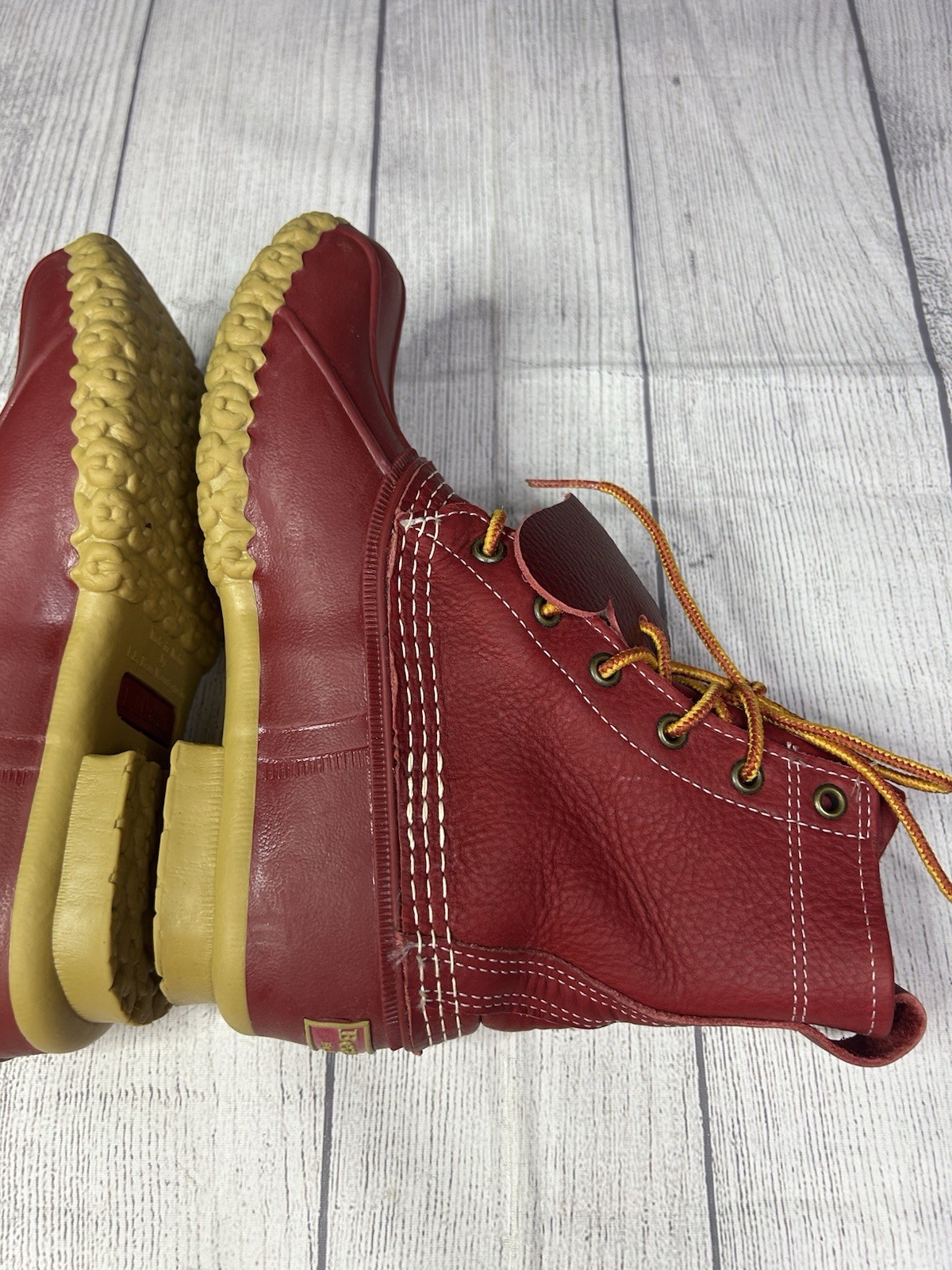 LL Bean Womens Limited Edition Red Leather Duck Boots Size 6 M USA Maine