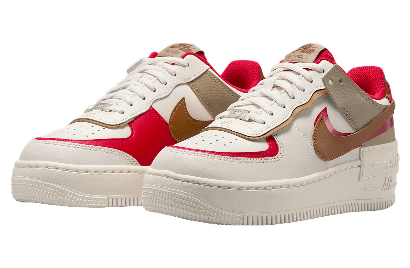 Women’s Nike Air Force 1 Shadow Phantom Fire Red British Tan Khaki HQ3400-030