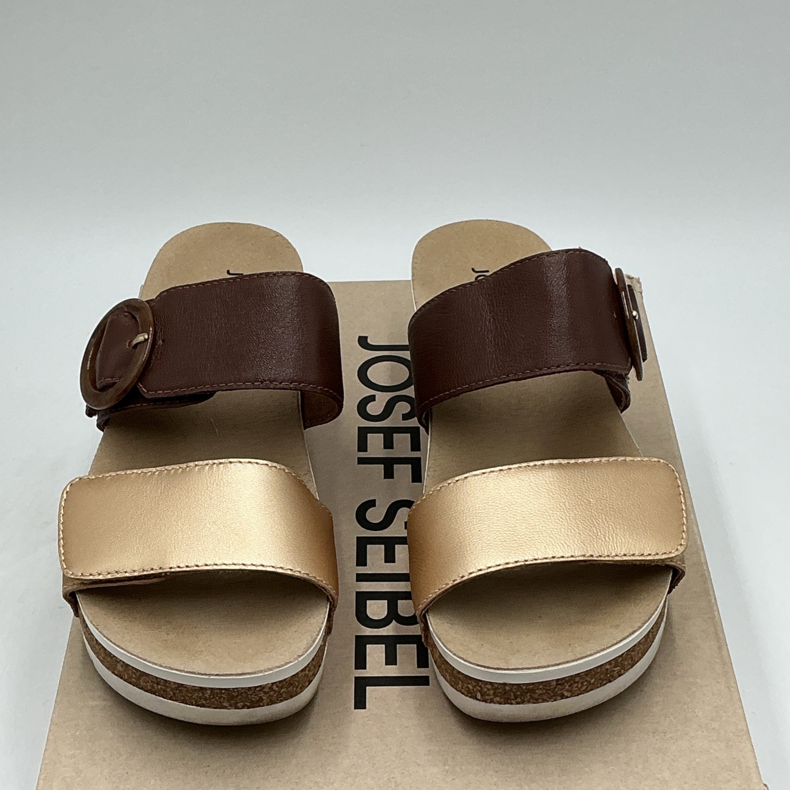 Josef Seibel Quinn 14 Sandals Women’s 5-5.5 Gold Kombi Leather Slip-On Ebay2227