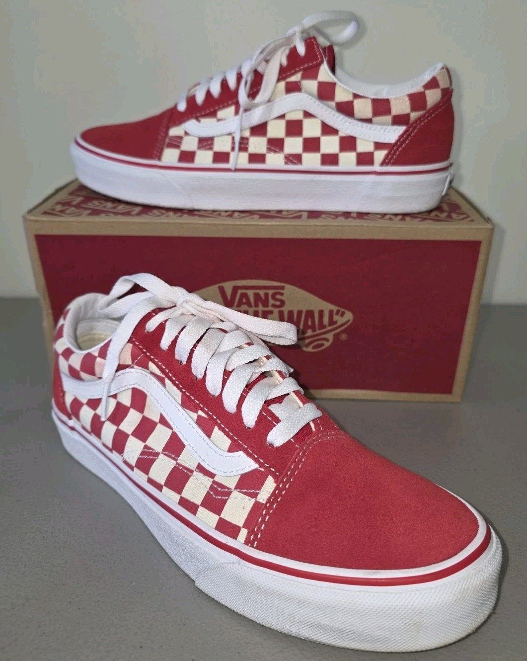Vans Old Skool Checkered Red White Shoes Size Men’s 8.5 OR Size Women’s 10 Read