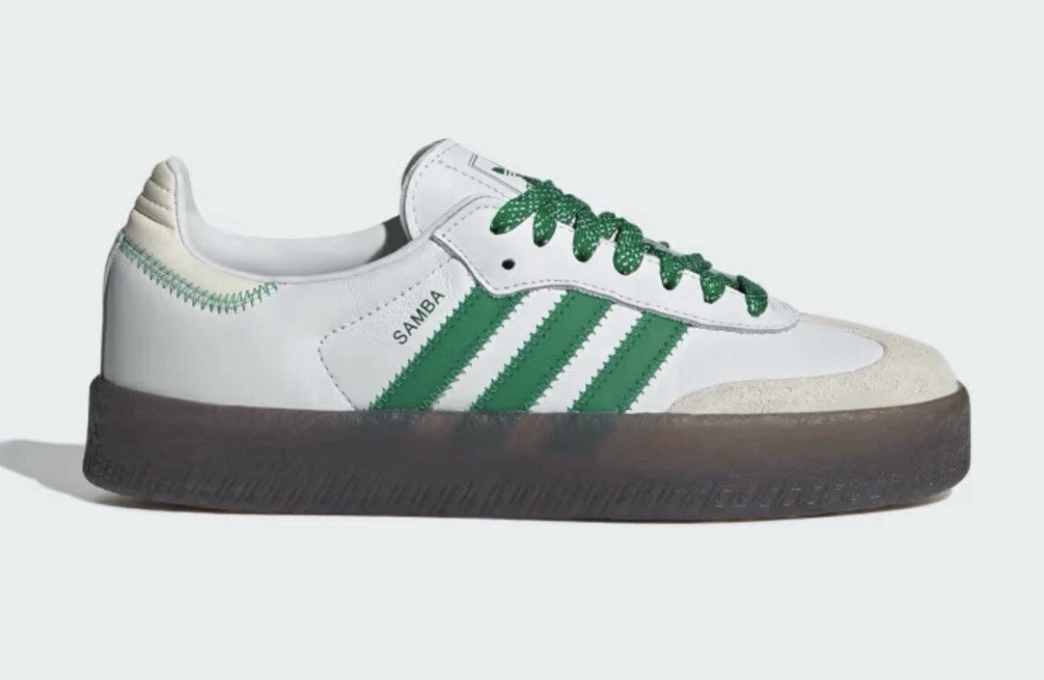 adidas SAMBAE W Sneakers Size 5.5 Womens Cloud White/Green/Off White IE9105 NEW