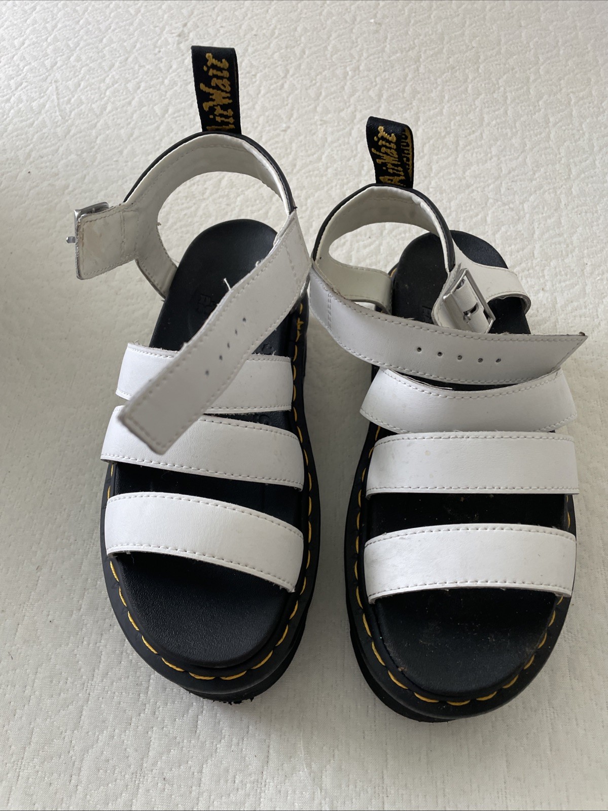 Dr Martens Blaire Quad White Hydro Leather Platform Sandals Strappy Women US 7