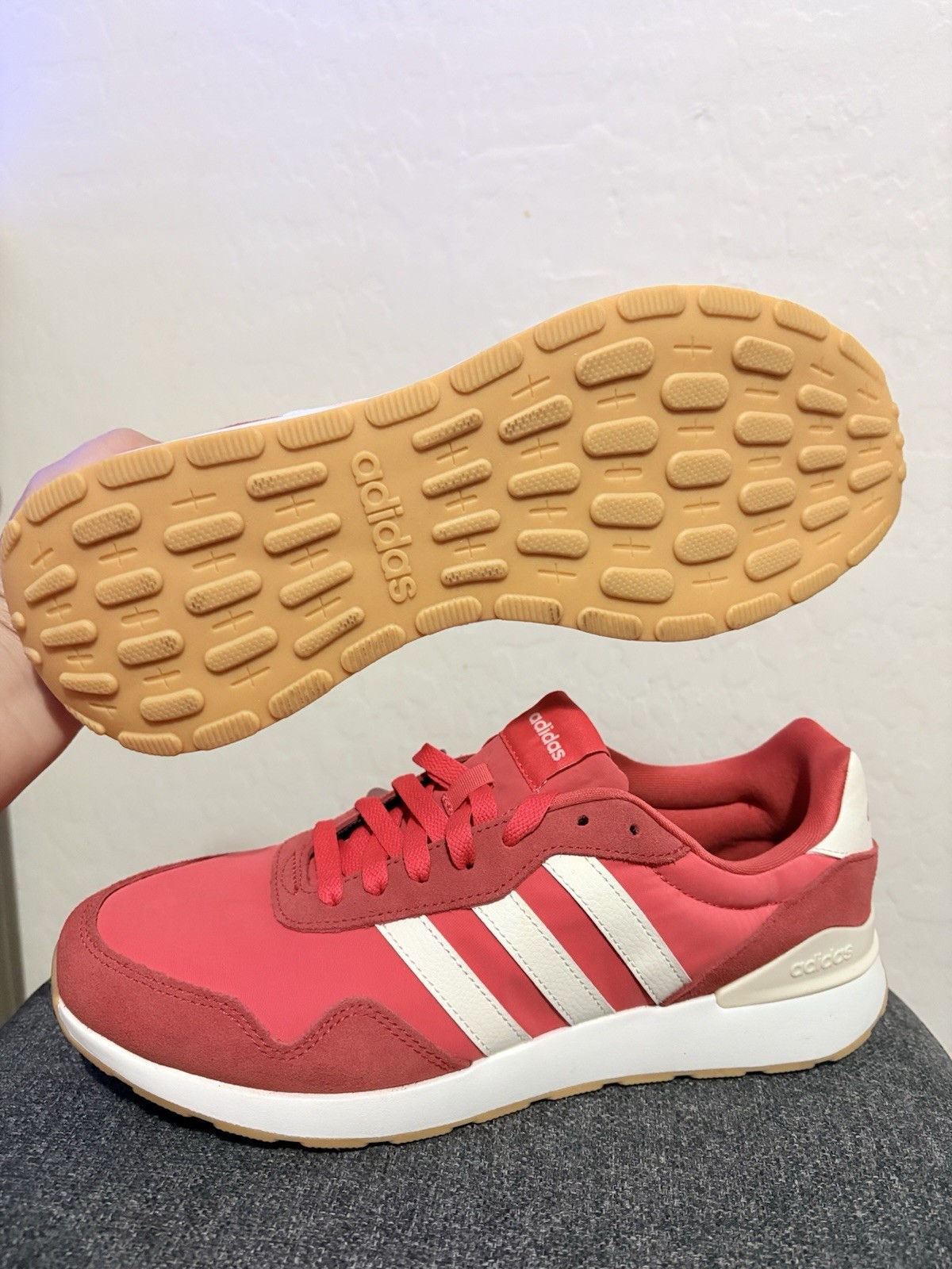 adidas Run 60s 4.0 Red/White Lace-Up Low Top Women’s Sneakers JP5973 Size 10