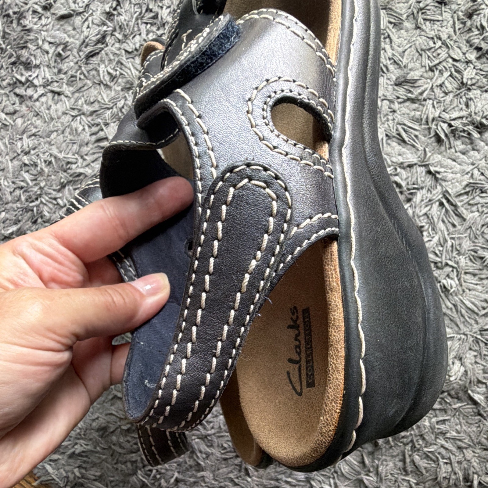Clark’s Bendables Navy Blue Leather Slip-on Sandels Size 8 1/2M
