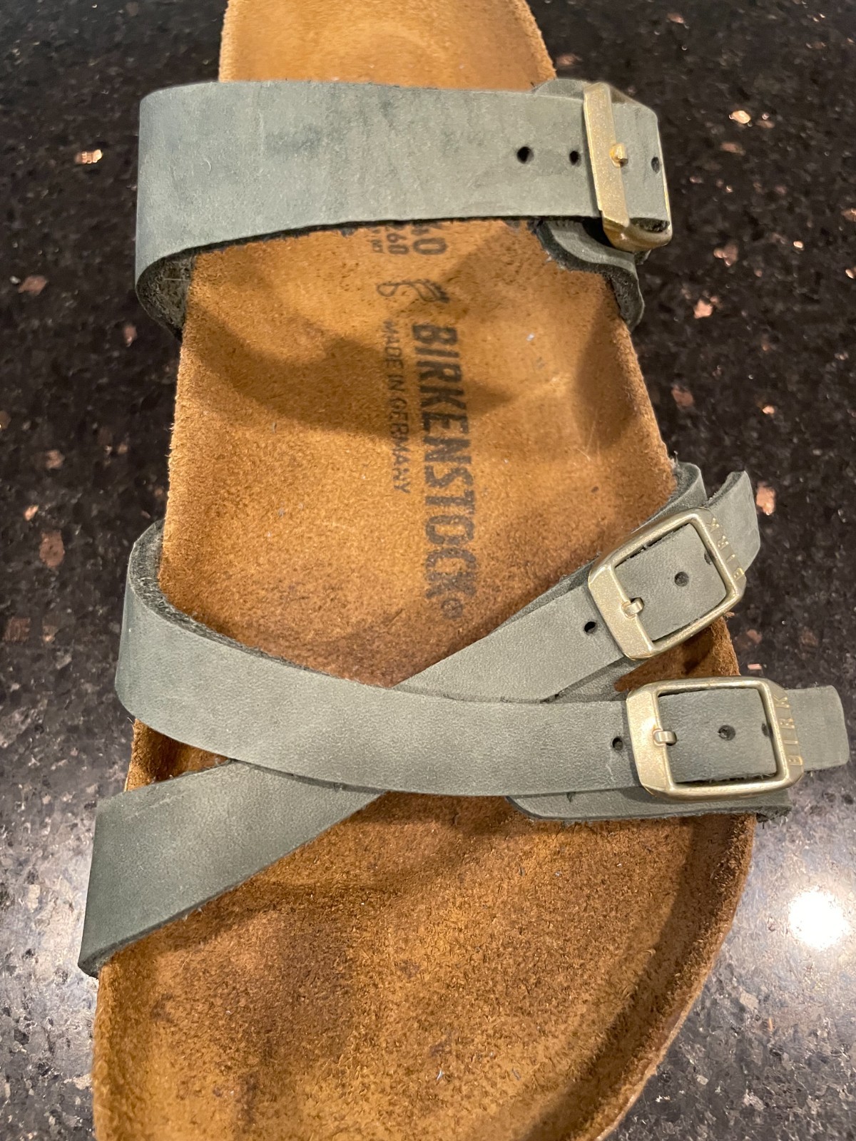 Birkenstock Franca Leather Sandals Thyme Green Womens Size 40 US 9 Regular/Wide
