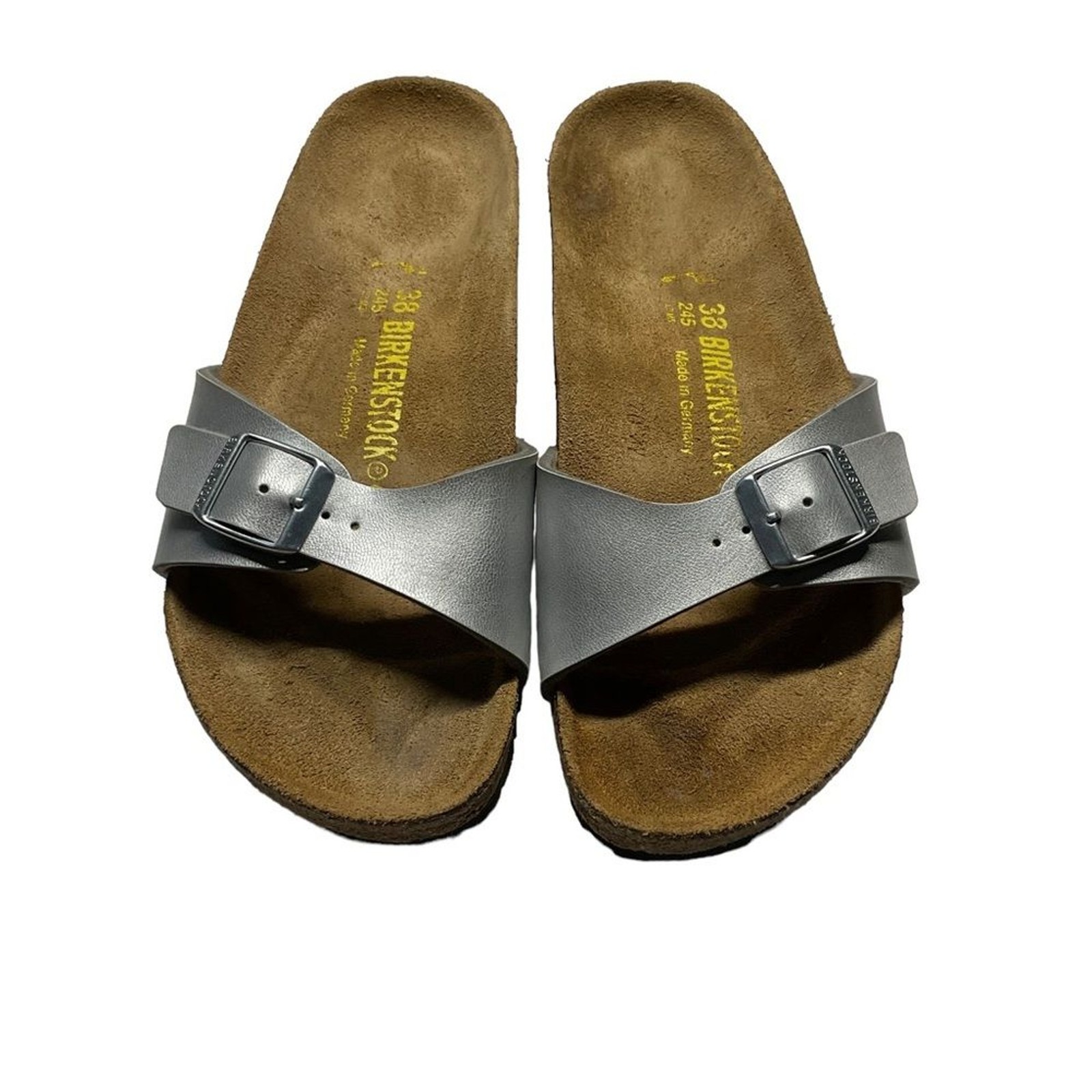 Birkenstock Madrid Graceful Silver Metallic Big Buckle Sandal Sz EU 38 US 7-71/2