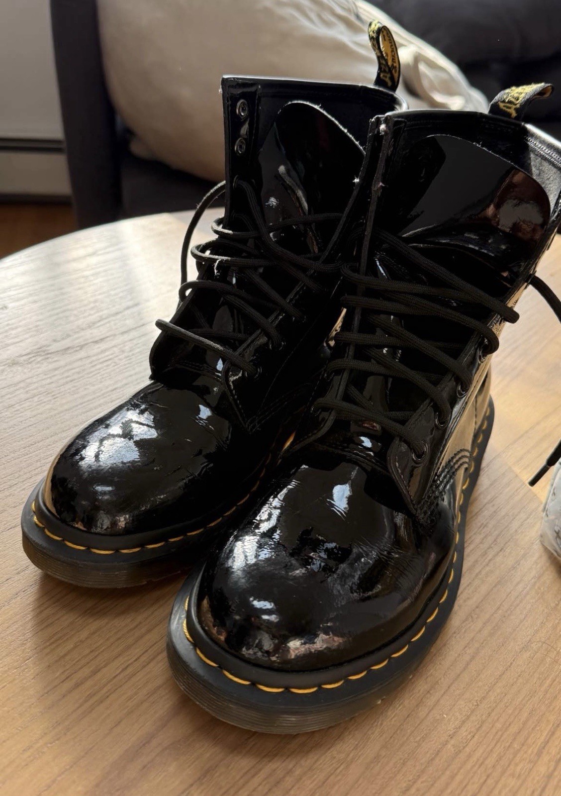 Dr. Martens 1460 Women’s 8.5 Black Patent Leather Ankle Combat Boots w/ cleaner