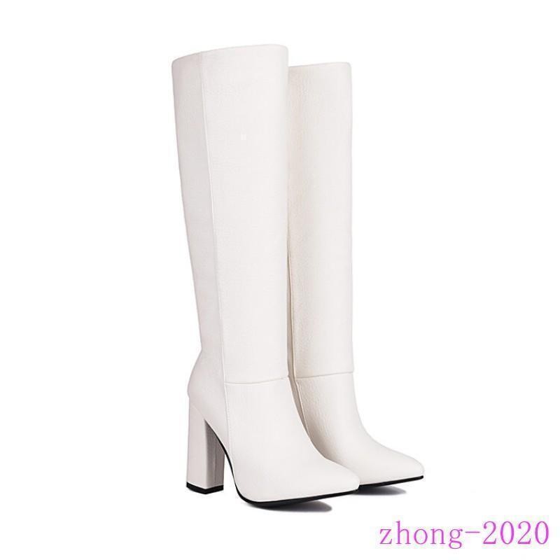 Chic Women’s Faux Leather Block Heel Knee High Boots Casual Outdoor Party Shoes