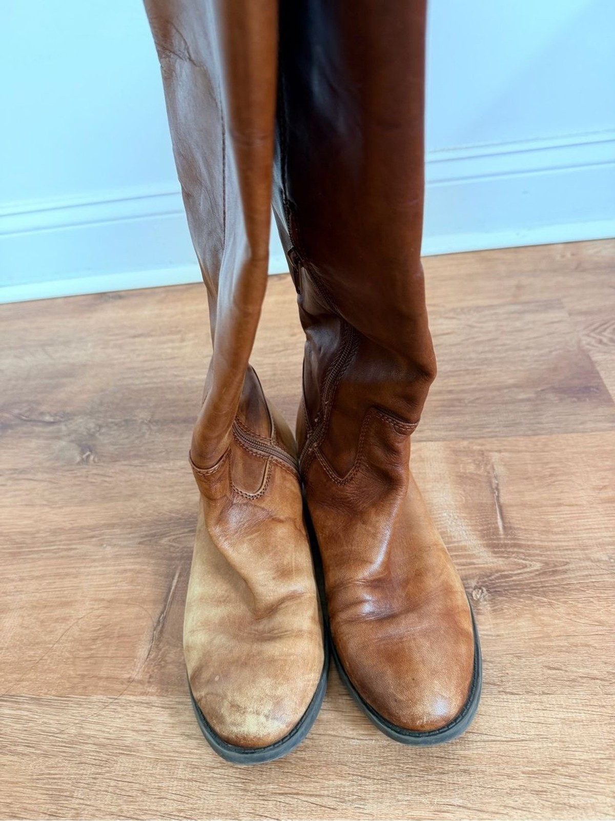 I.N.C. International Concepts Fawne Leather Tall Riding Boots Cognac Brown