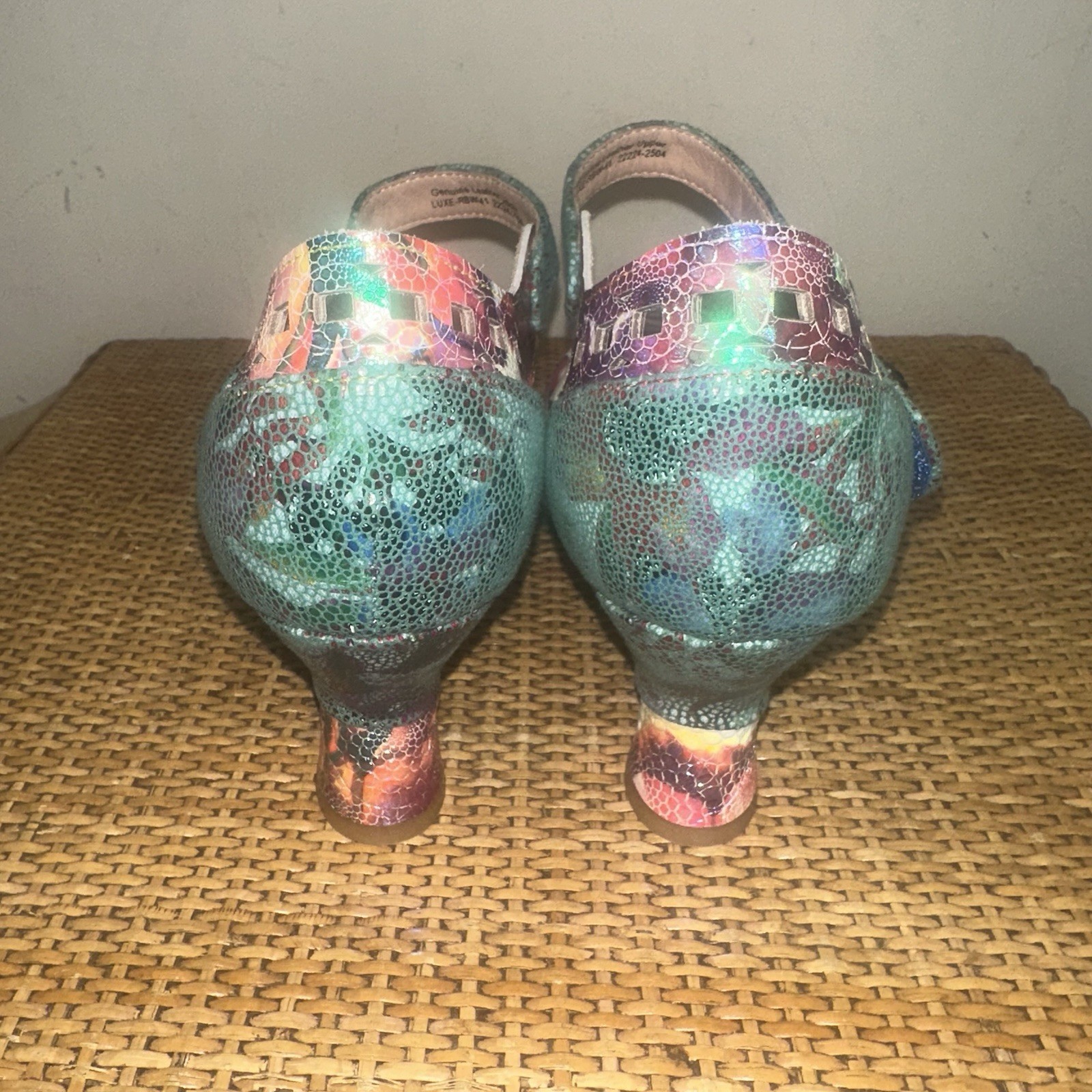 Spring Step LArtiste Visionary Paisley Leather Floral Cutout Mary Jane Heels 41