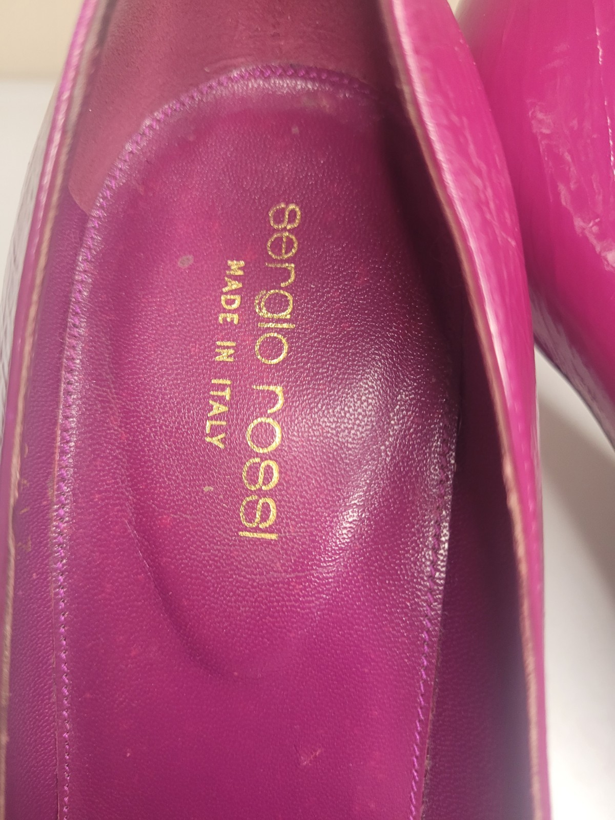 Sergio Rossi Women Purple Plum Leather Almond Toe High Heels Sz 38 US 7&1/2-8