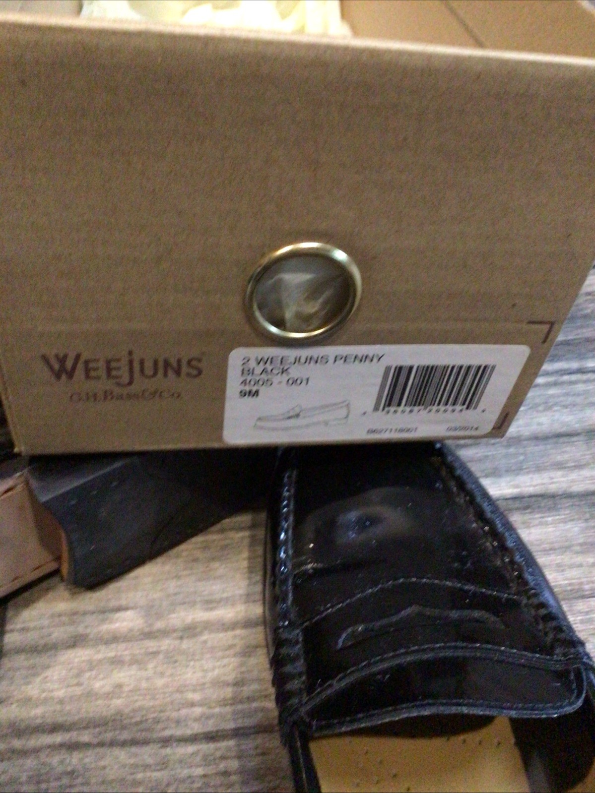 Bass Weejuns Patent Penny Loafer Black Leather WOMENS Preppy Sz 9M Slip On W/Box