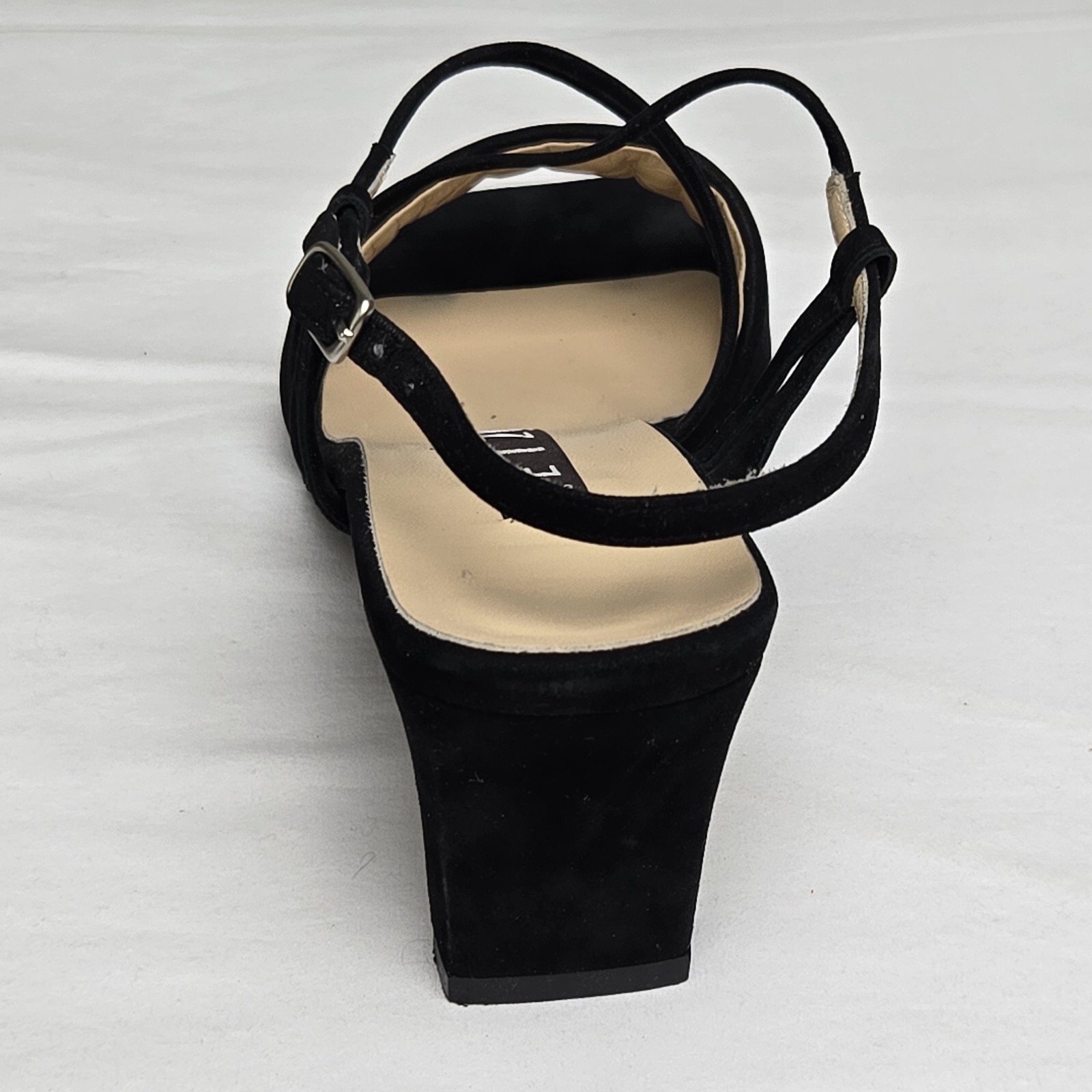 EIZO Wms Black Leather Sandals/Heels US 7/EU 37.5 JAPAN Elegant Strappy Designer