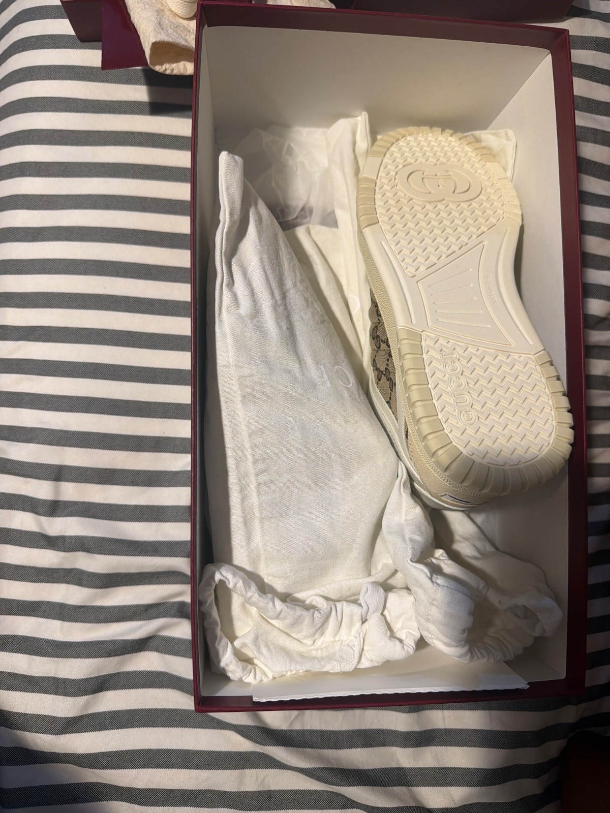 Size 8.5 – Gucci Re-Web Sneaker GG Canvas – White Beige W