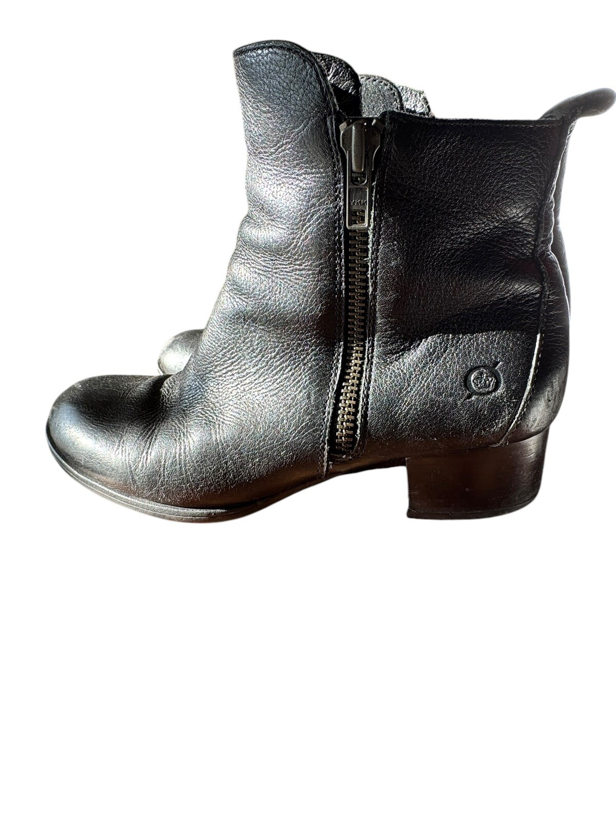Born Dark Brown Leather Flannel Ankle Boots 7.5 Lined In Flannel W/two Zippers