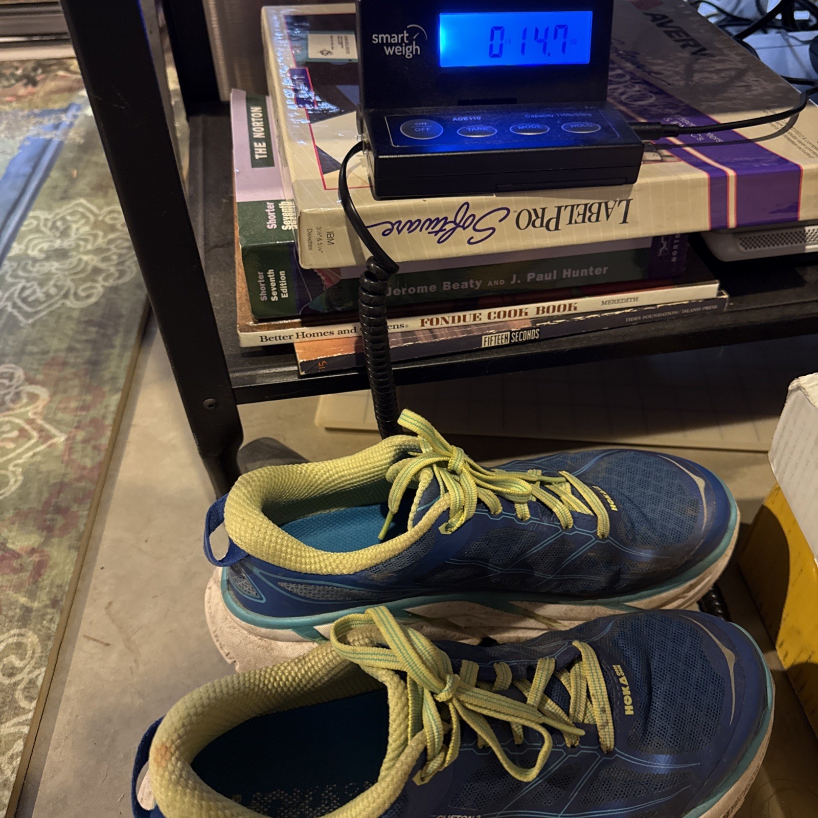 Hoka One One Clifton 2 Shoes Blue Yellow Women’s Size 7/EU 38 2/3 Road Runner Lt