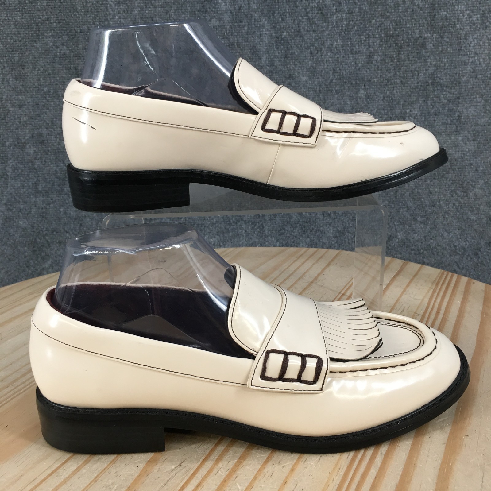 Franco Sarto Alonzo Kiltie Penny Loafer Shoes Womens 7.5 M Casual Leather Cream